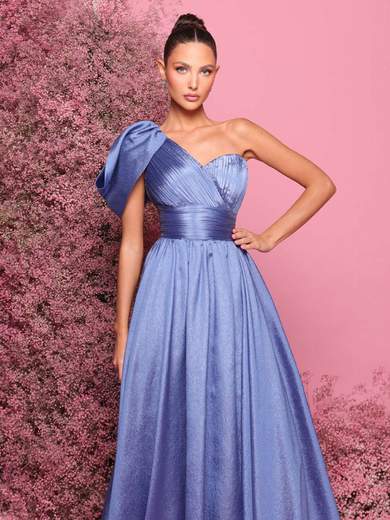 BIANCA BRANDI Abito lungo da cerimonia monospalla con stola 29236