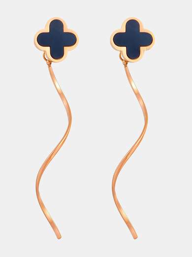 Strabello Bijoux 18K Gold Plated Clover Drop Earrings 87947-0