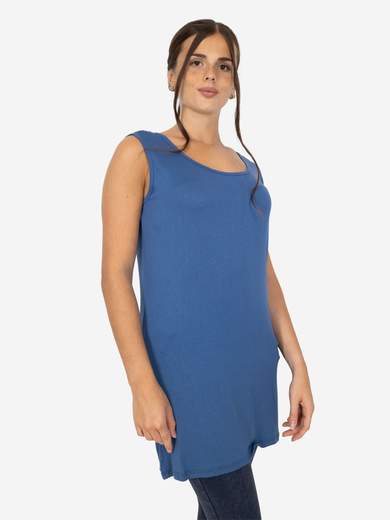 STRABELLO Women's long curvy tank top in stretch viscose – Basic model CAN-08