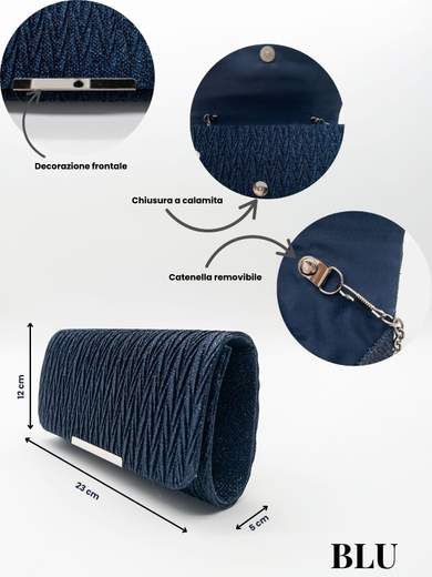 MICHELLE MOON Pochette cerimonia blu elegante XX3479-BLU