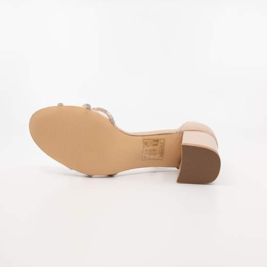 Chiara Foscari Sandali Beige Eleganti Cerimonia Tacco Largo Con Strass Comodi