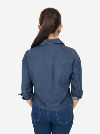 Women's Cropped Tencel Shirt with Jewel Buttons – Made in Italy