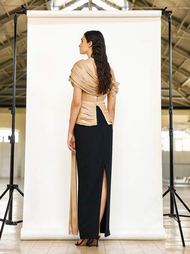 MAESTRI Completo Elegante Due Pezzi per Mamma della Sposa o dello Sposo con Top in Chiffon Settato e Gonna L