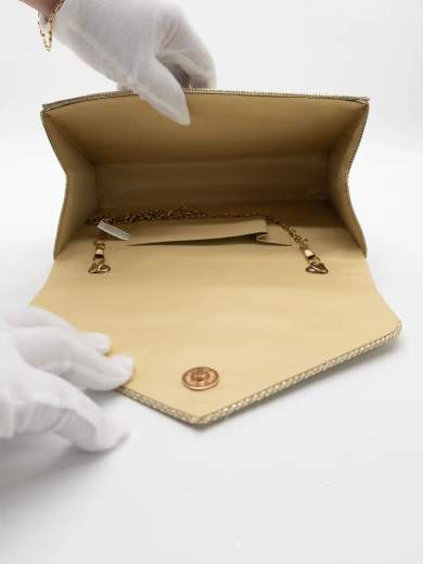 JESSICA Pochette Elegante da Sera Oro con Strass e Tracolla Rimovibile A-2485-ORO