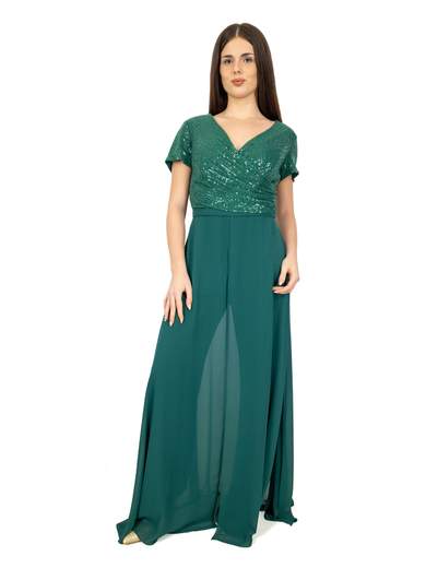 Bianca Brandi Curvy Tuta da cerimonia elegante curvy in chiffon e paillettes