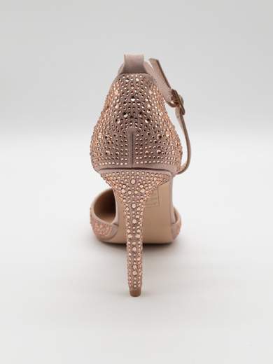 Champagne Formal Pumps with Rhinestones and 9 cm Heel A71-819-CHAMPAGNE