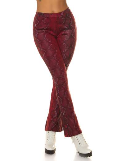 High-Waisted Bootcut Faux Leather Snake Print Pants