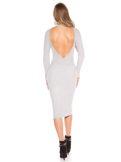 KOUCLA Abito in Maglia Lungo Midi con Schiena Scoperta Sexy