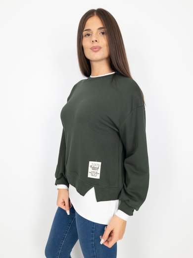 Azara Felpa Donna Oversize Tinta Unita In Cotone Senza Cappuccio