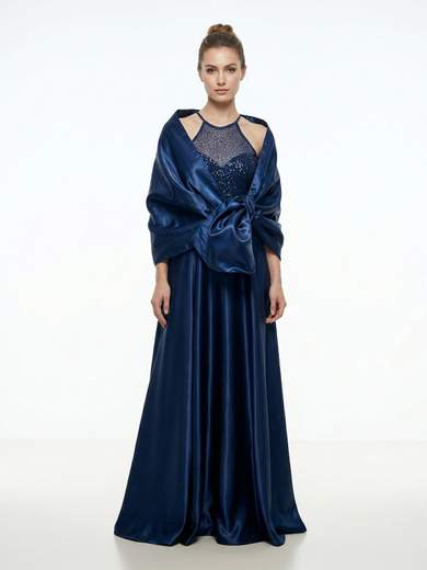 Abito lungo da cerimonia con paillettes e gonna ampia SSU050