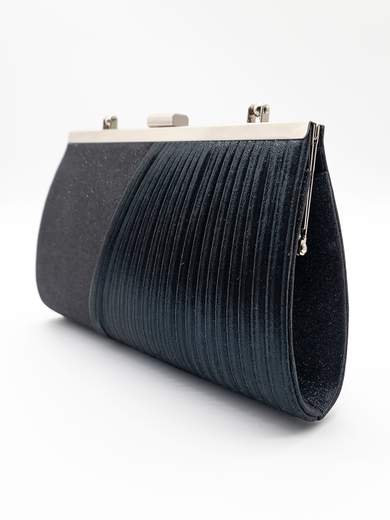 MICHELLE MOON Elegant Black Glitter & Pleated Clutch xx3470-nero