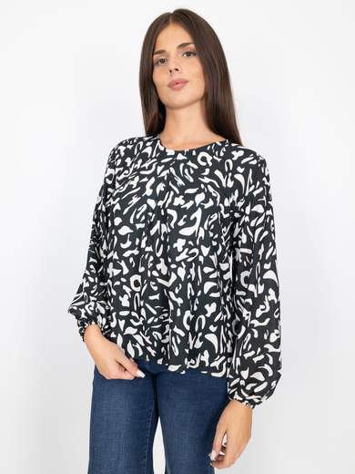 Bucle Blusa Donna Elegante A Fantasia Manica Lunga In Chiffon