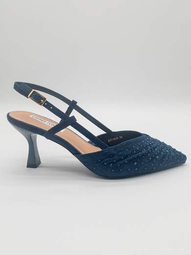 Chiara Foscari Décolleté slingback blu con strass e tacco a clessidra A71-839-BLU