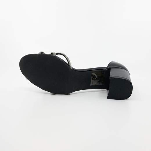Sandali Gioiello Eleganti Neri con Tacco Largo e Strass – BSC-25-NERO