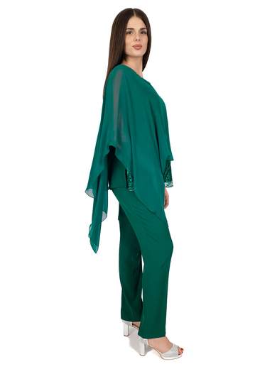 Completo cerimonia curvy elegante con casacca e pantalone R-800