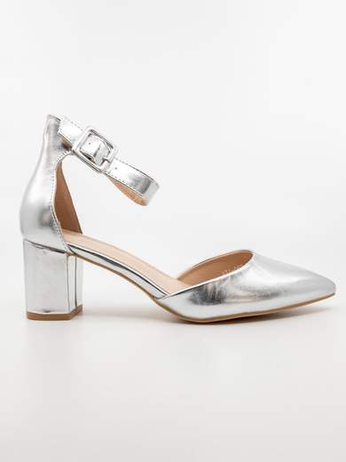 Décolleté Eleganti Argento con Cinturino e Tacco 6 cm