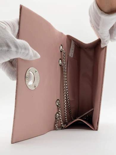 MICHELLE MOON Pochette Nude Glitterata con Tracolla in Catena HD1283-NUDE