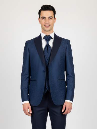 MARCEL MOREL Abito uomo cerimonia Drop 8 Slim Fit con gilet e plastron AB0373-AY259AFIL-GLT03-PA01-D8