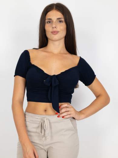 Bucle Top Corto Donna Scollo A Cuore In Viscosa Estivo E Pancia Scoperta