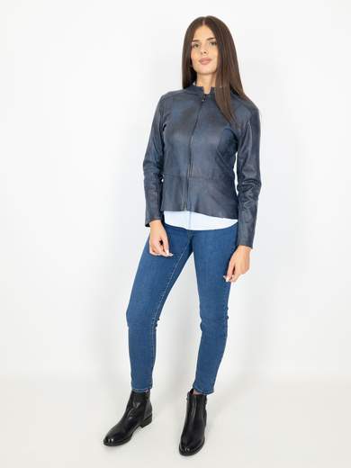 Giacca Ecopelle Donna Corta Con Zip E Maniche Lunghe