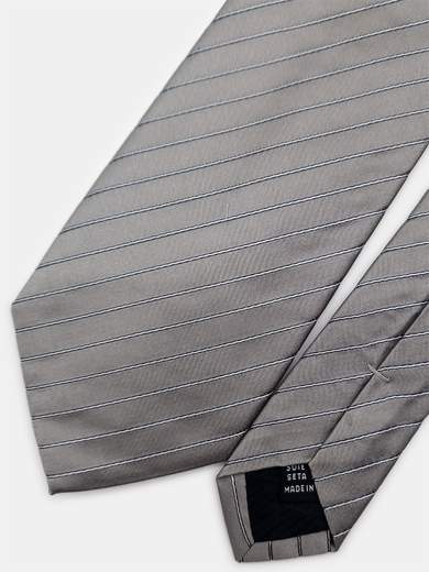 100% Silk Grey Striped Tie