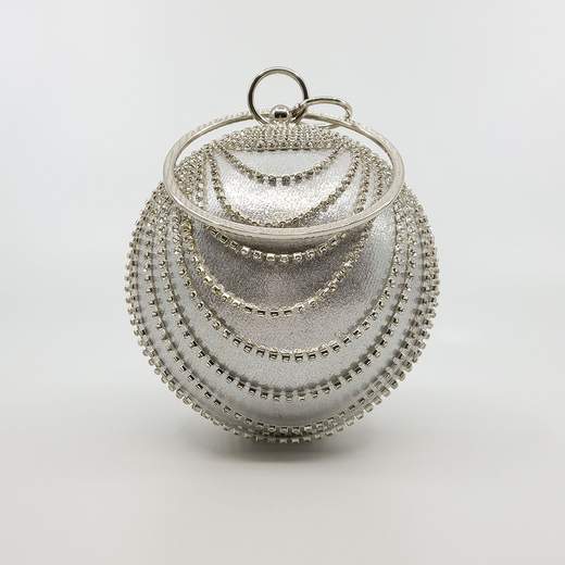 Pochette a Sfera Argento con Strass – Clutch Elegante da Cerimonia
