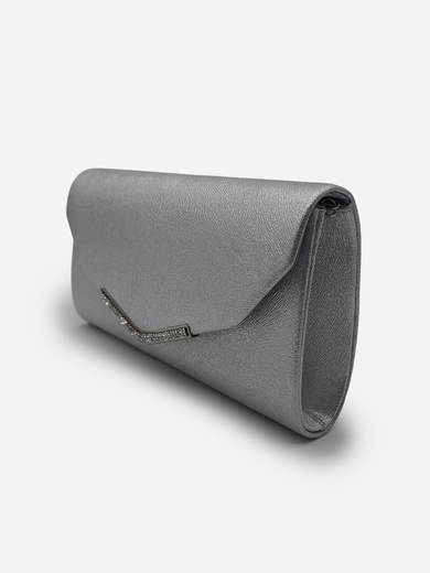 Pochette Argento da Cerimonia Elegante con Strass e Tracolla