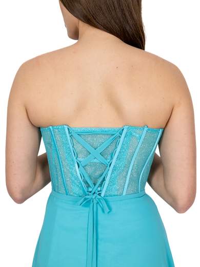 Abito lungo cerimonia elegante con corpetto a corsetto glitterato