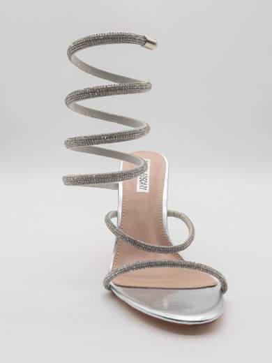 Sandalo gioiello argento con spirale e tacco a clessidra 10,5 cm