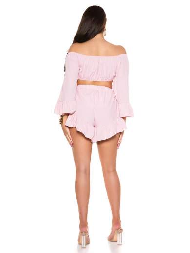 KOUCLA Completo Coordinato Top e Shorts con Volant 0000SET62108