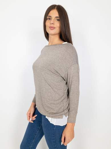 Bucle Maglia Donna Manica Lunga A Girocollo Con Canotta