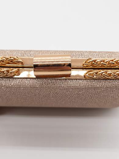 Pochette Rigida Oro Glitterata da Cerimonia con Doppia Catenella