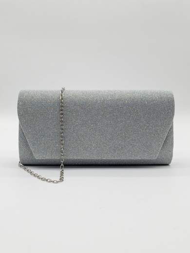 JESSICA Pochette Elegante da Cerimonia Argento Glitterata con Catenella Removibile A-2474-ARGENTO