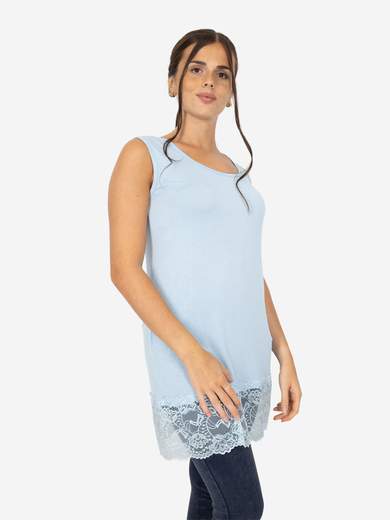 STRABELLO Canotta Lunga Curvy con Pizzo Donna – Taglia Unica Oversize CAN-07