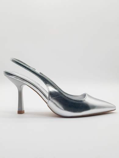 CHIARA FOSCARI Slingback Donna Argento Lucido con Tacco a Clessidra 9 cm H-02LL-ARGENTO
