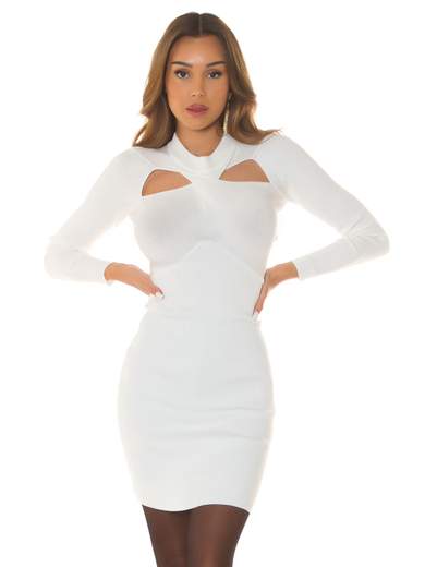 Women’s fitted knit dress with cut-out neckline