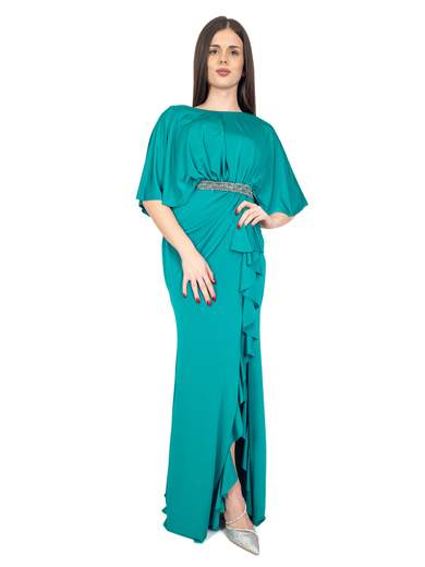 BIANCA BRANDI Abito Lungo Cerimonia Elegante Donna Stile Impero Con Spacco