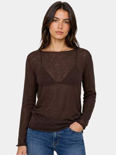 Basic Lightweight Cotton Top with Faux Raw Edge