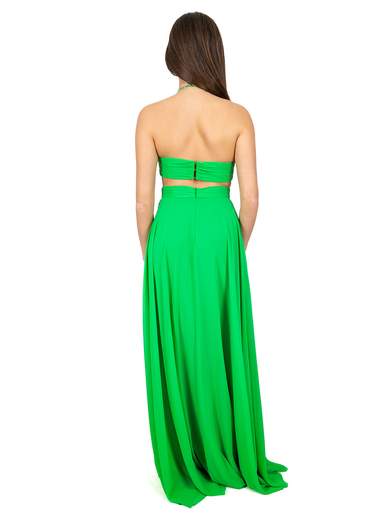 Vestito lungo cerimonia donna con spacco e schiena scoperta