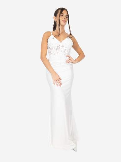 STRABELLO CERIMONIA Abito lungo da sposa bianco a sirena con pizzo e strass A29799-4392-ELLA-BIANCO