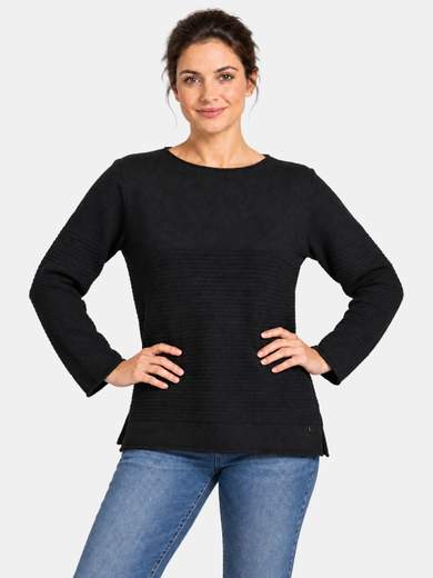 Textured viscose blend crew neck top