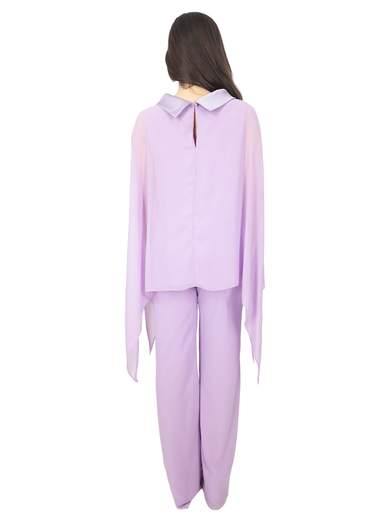 Bianca Brandi Completo Donna Elegante in Chiffon con Casacca Effetto Mantella e Pantalone Morbido 29578