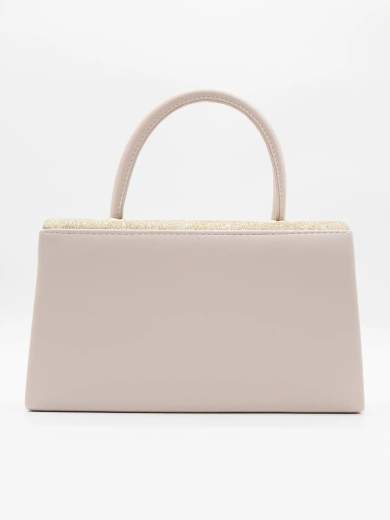 Pochette oro elegante con glitter e tracolla removibile