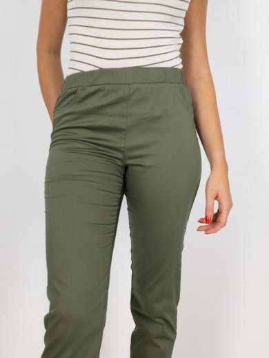 Pantaloni Estivi Donna A Vita Alta Con Elastico In Cotone