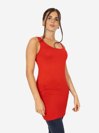 Women's Long Slim Fit Tank Top – Basic Stretch Viscose Model