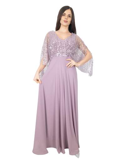Long empire-waist chiffon formal dress