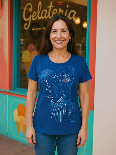 PERLARARA Women's cotton t-shirt with glitter print by Perlarara E107-25