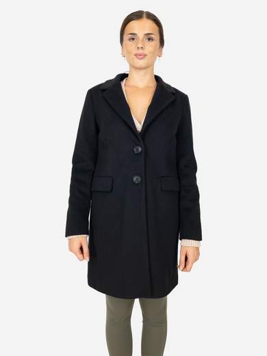 CARMEN Cappotto donna nero monopetto elegante Made in Italy DNI2401