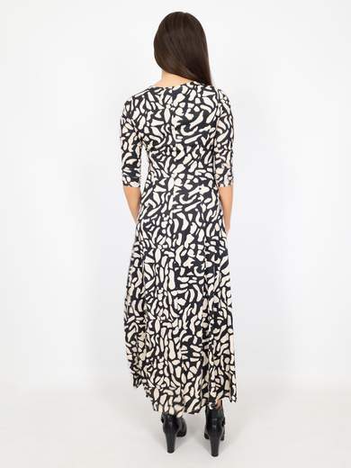 Bucle Vestito Lungo Donna A Fantasia Casual Manica Tre Quarti