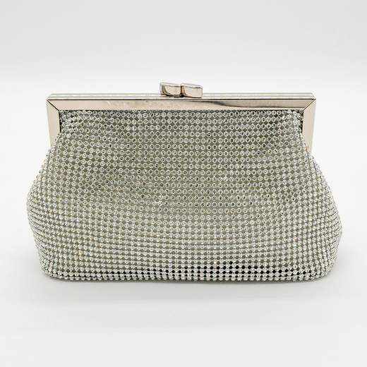MICHELLE MOON Pochette da Cerimonia in Argento con Strass e Tracolle V6056-ARGENTO